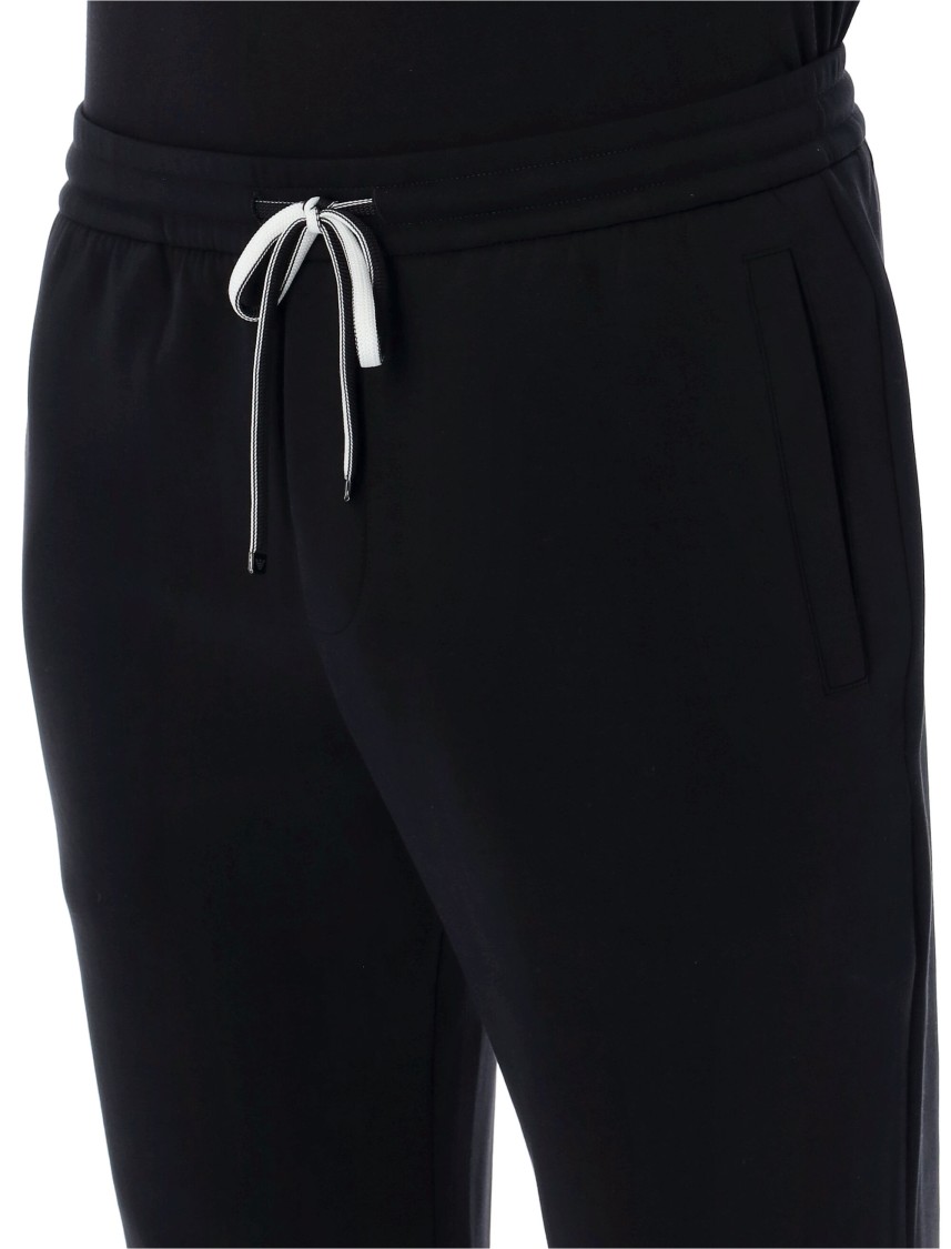 Emporio Armani Relaxed Fit Black Jogging Pants With Adjustable Waistband In Black