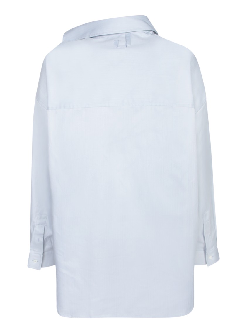 Jacquemus 'la Chemise Quadro' Grey Shirt With Embroidered Logo On The Front And Asymmetric Design In White