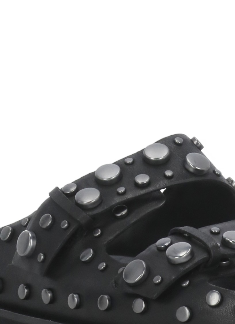 Ash Ultra Black Leather Studded Two Bar Mules In Black