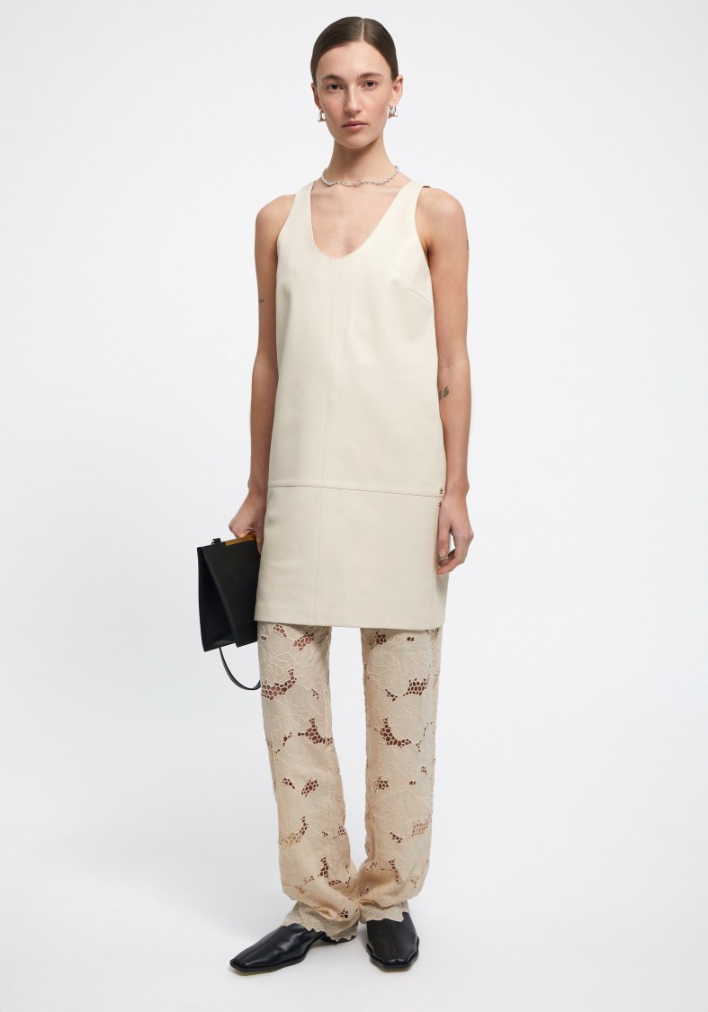 Shop Aeron Adella - Leather Mini Dress In Neutrals