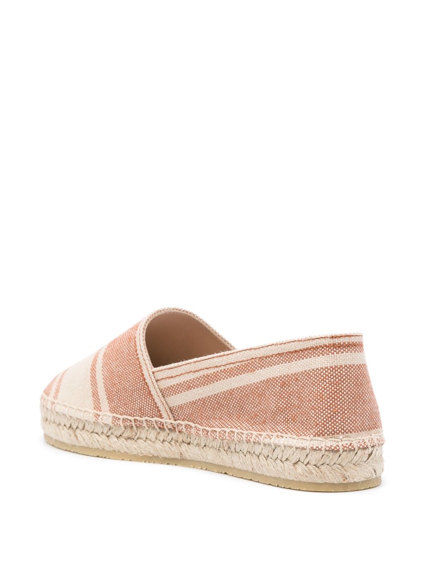 Etro Striped Canvas Espadrillas In Brown