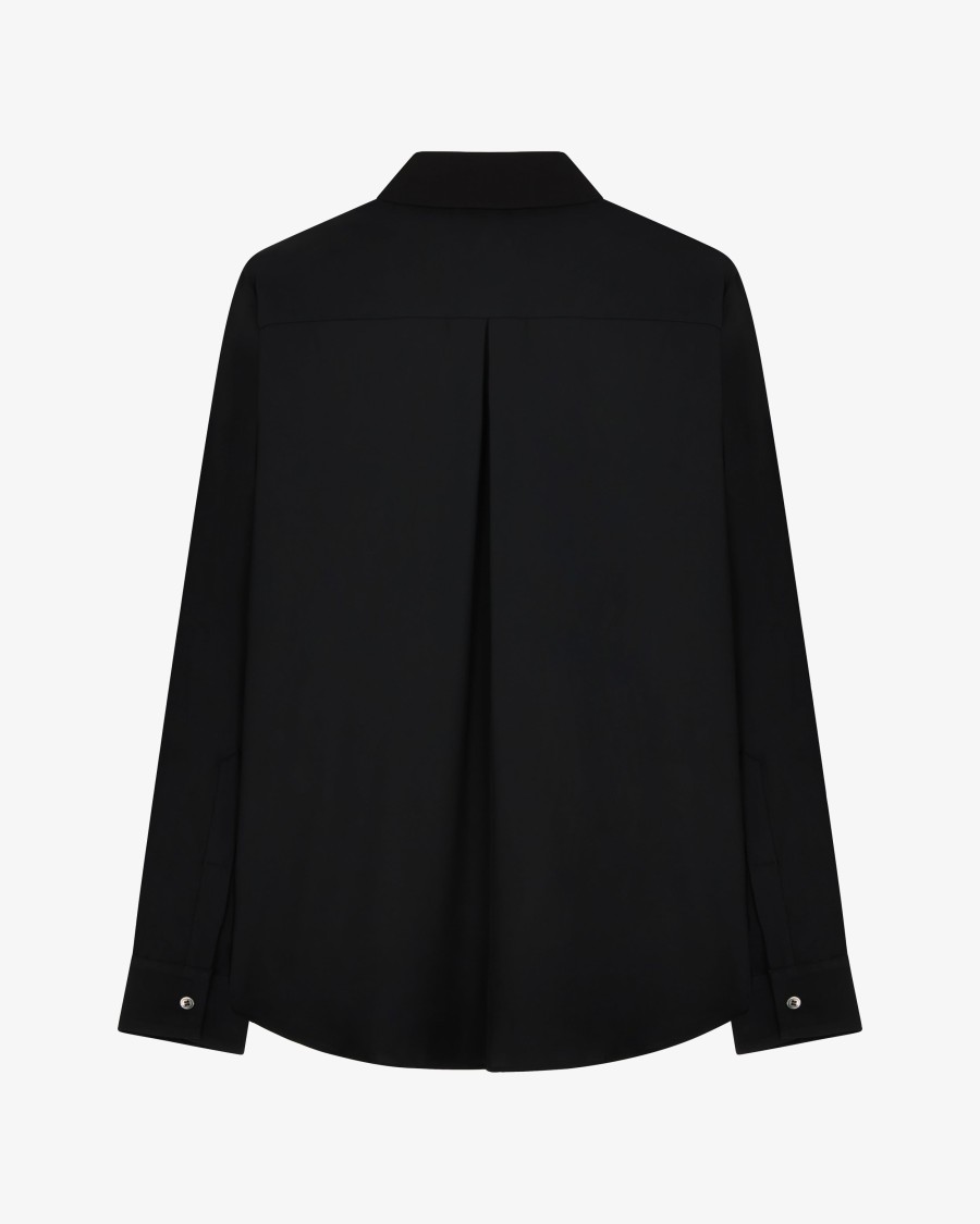Shop Serena Bute Classic Shirt With Georgette Trim - Black