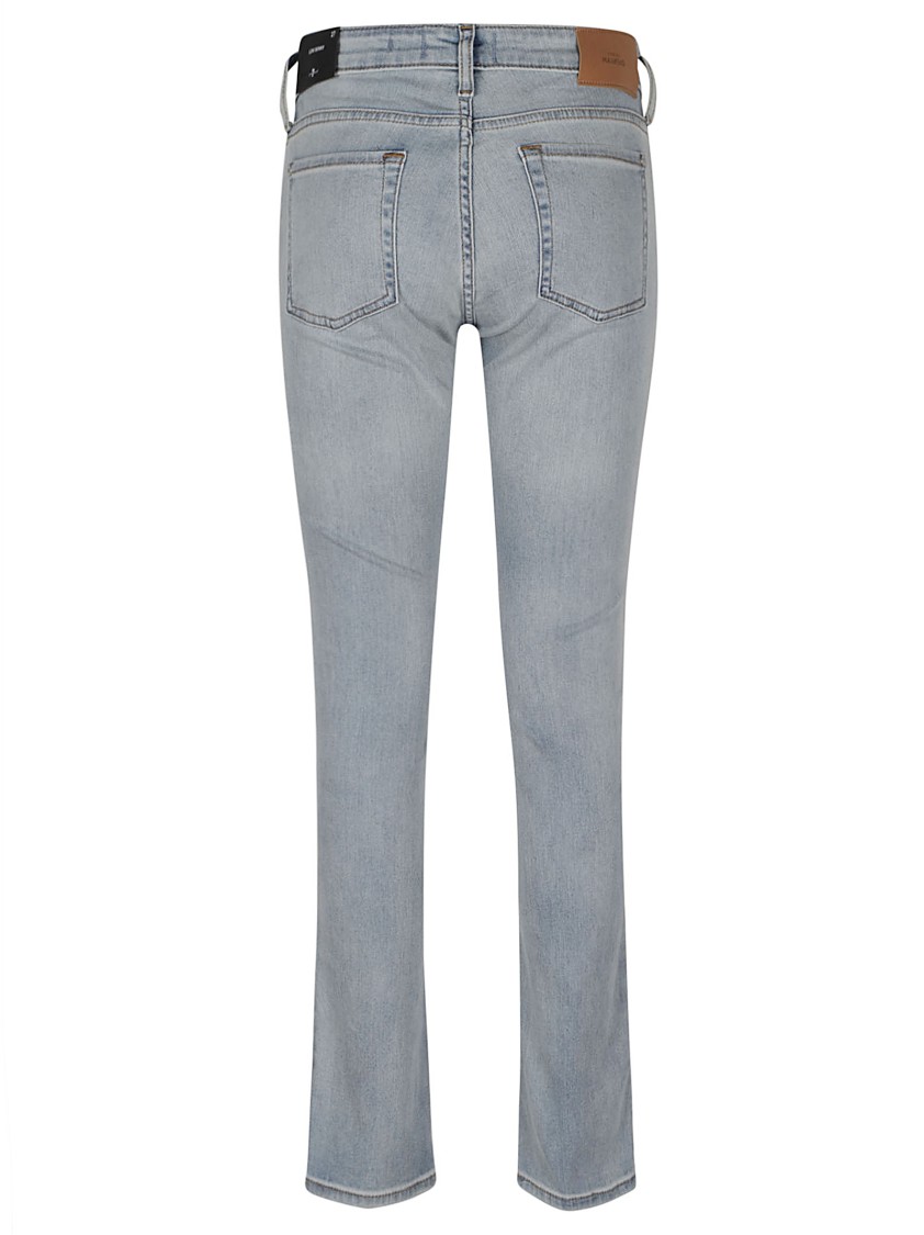 7 For All Mankind Low-rise Slim Fit Jeans In Stretch Cotton Denim In Blue