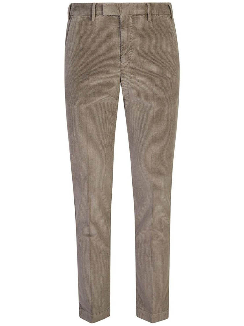Pt Torino Tailored Trousers With Subtle Corduroy Texture And Comfortable Fit In Brown