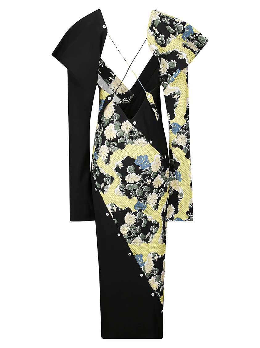 Shop Setchu Printed Silk Button Dress In Black