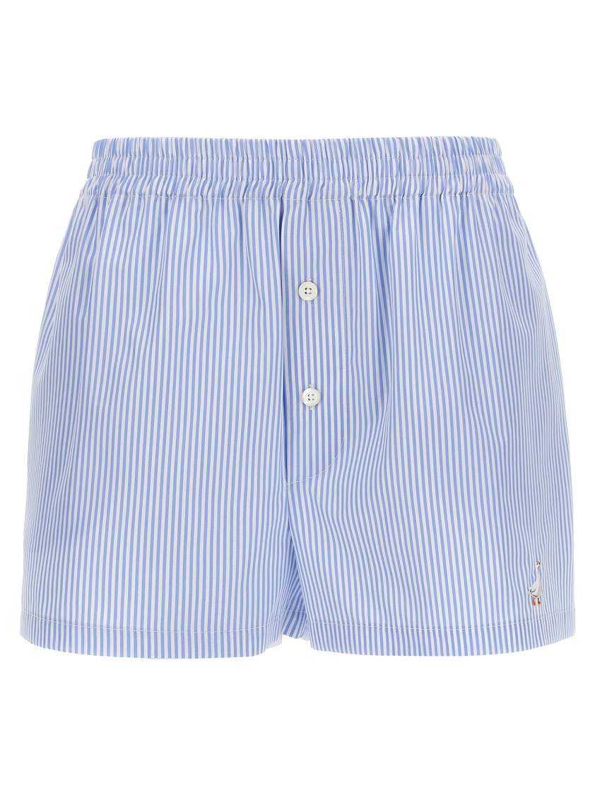 Moschino Striped Cotton Poplin Boxer Shorts In Blue