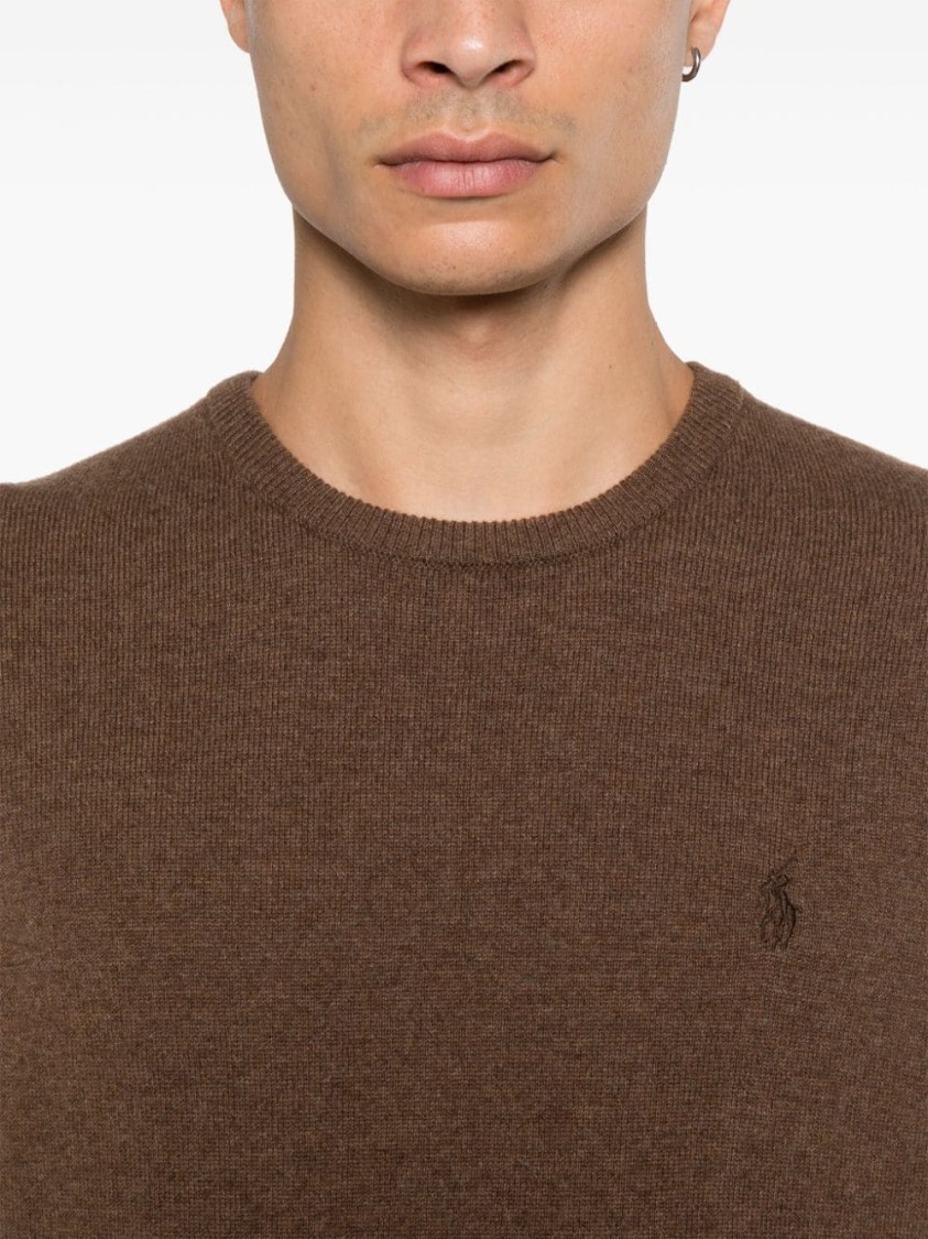 Shop Polo Ralph Lauren Classic Wool Sweater With Design And Fit In Grey