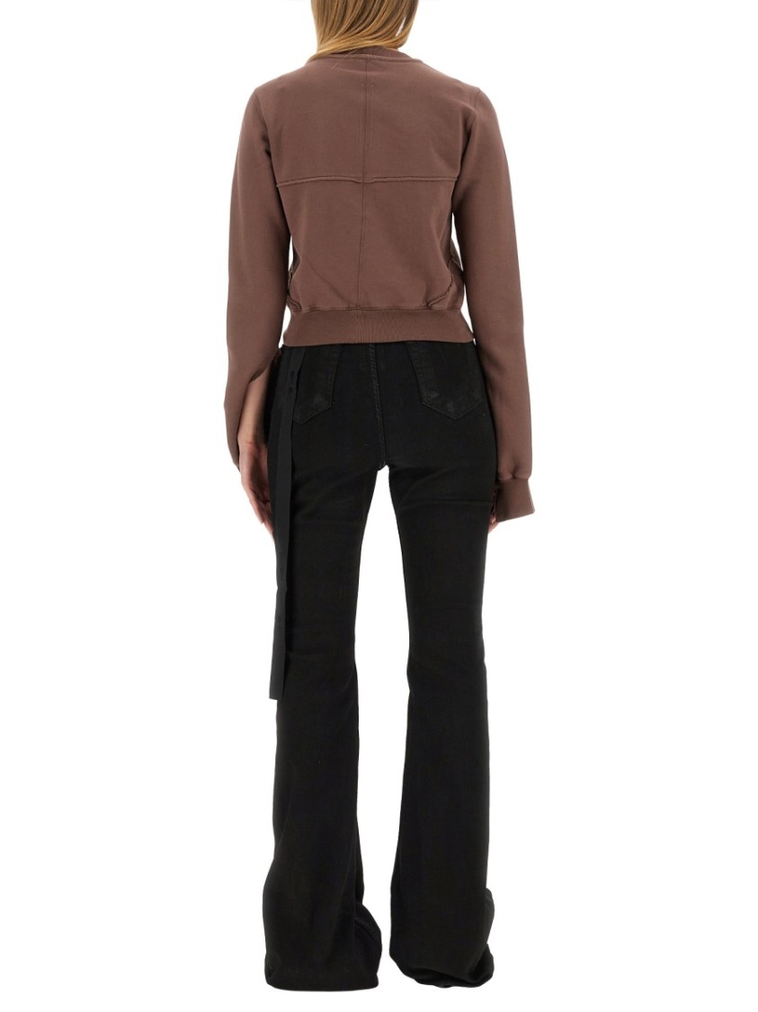 Shop Rick Owens Drkshdw Drkshdw By Rick Owens Cropped Sweatshirt With Flared Sleeves In Brown