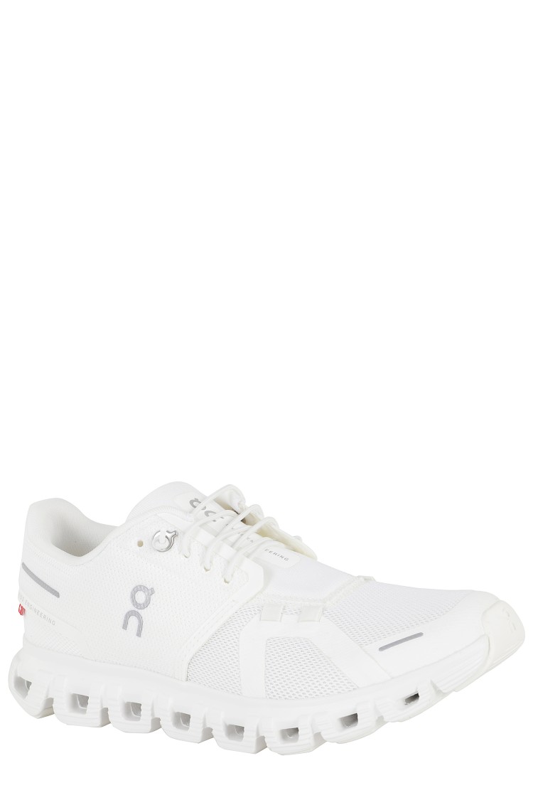 On Running Cloud 6 Sneakers With Round Toe And Rubber Sole In White