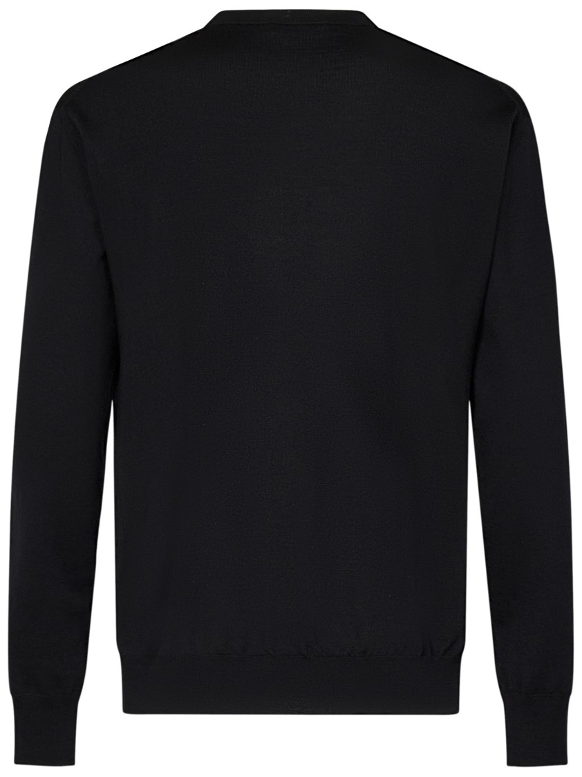 Jil Sander Intarsia-detail Crewneck Sweater In Merino Wool Blend In Blue