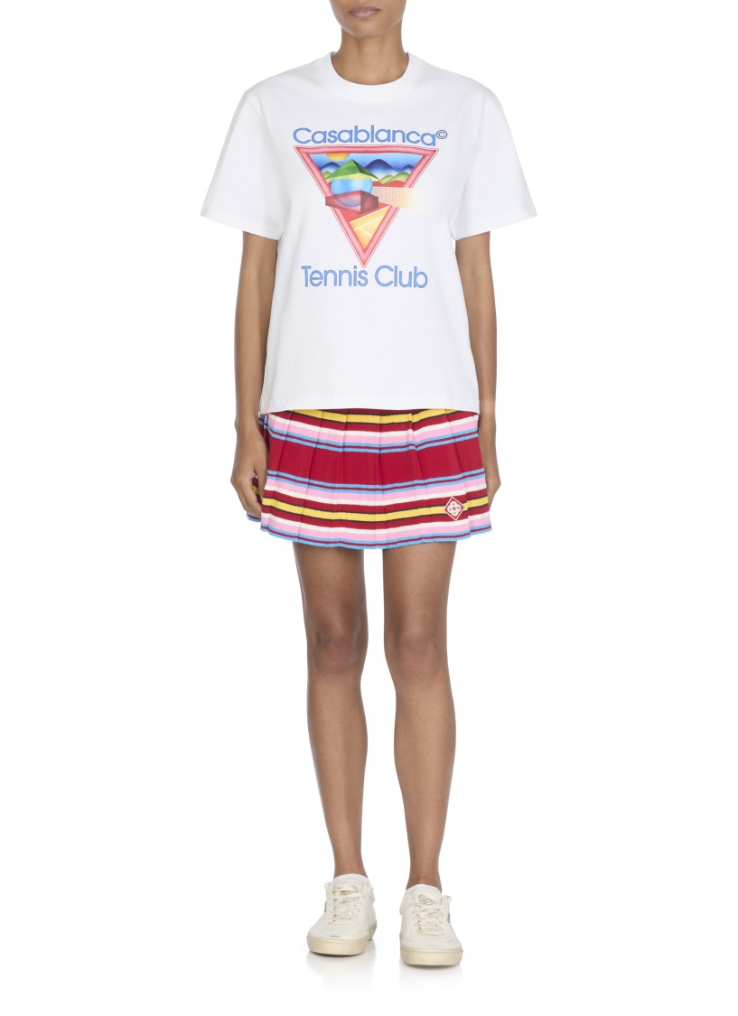 Casablanca Crew Neck Graphic Print Short Sleeves Top In White