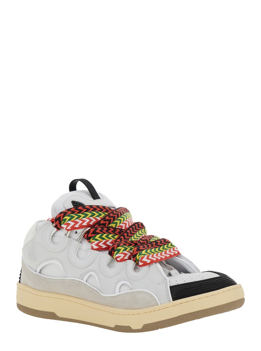 LANVIN LANVIN WHITE SNEAKERS WITH MULTICOLOR LACES