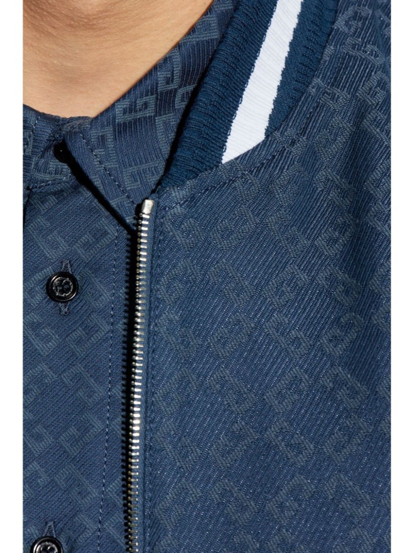 Shop Givenchy Textured Blue Parka