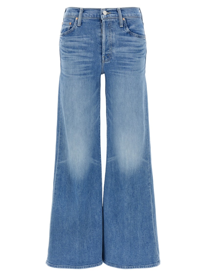 Mother Womens High On The Hog Hustler Roller Ankle Flared-leg Mid-rise Stretch-denim Jeans In Blue