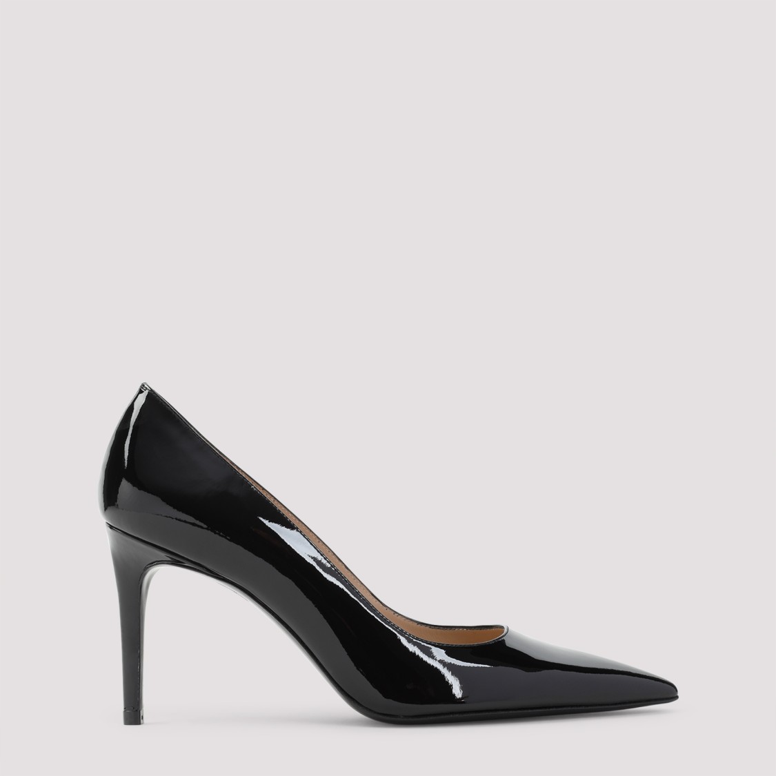 Stuart Weitzman Pointed Toe Stiletto Heel Pumps In Patent Leather In Black