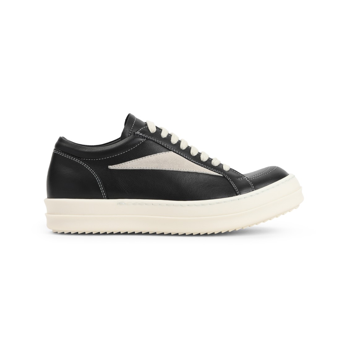 Rick Owens Vintage Black Leather Sneakers With Suede Inserts