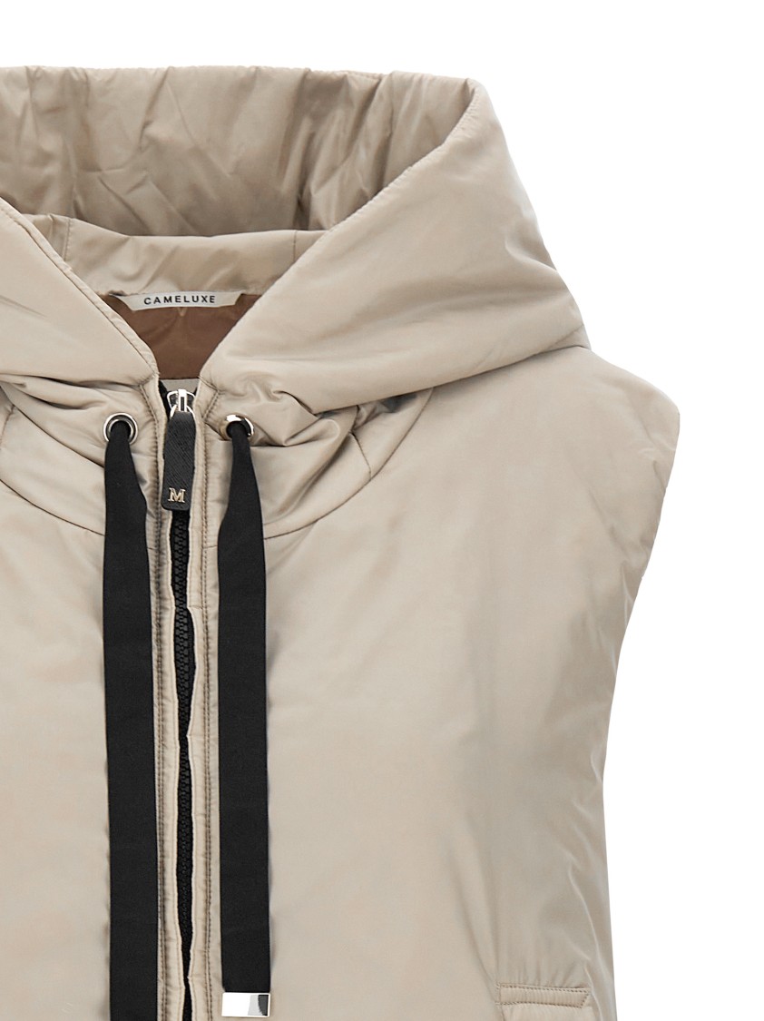 Max Mara Beige Padded Sleeveless Jacket In Gray