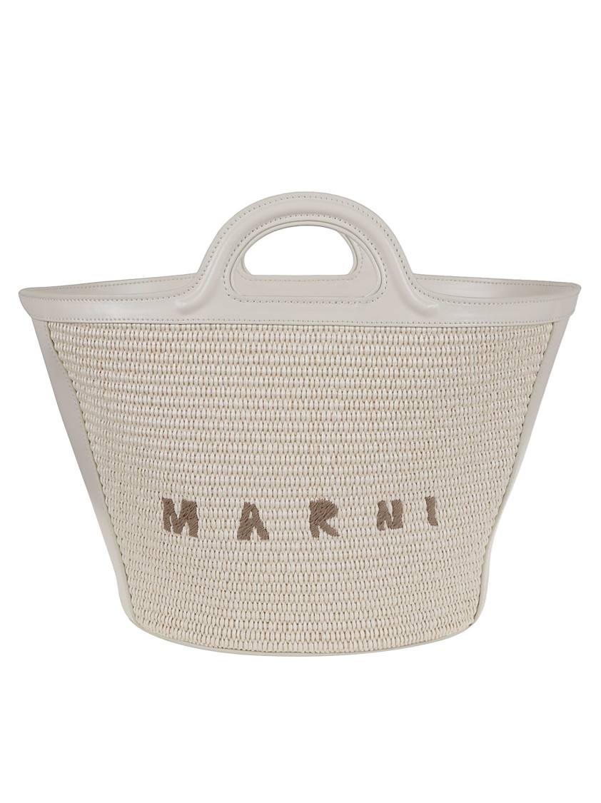 Marni White Leather Small Tropicalia Handbag In White
