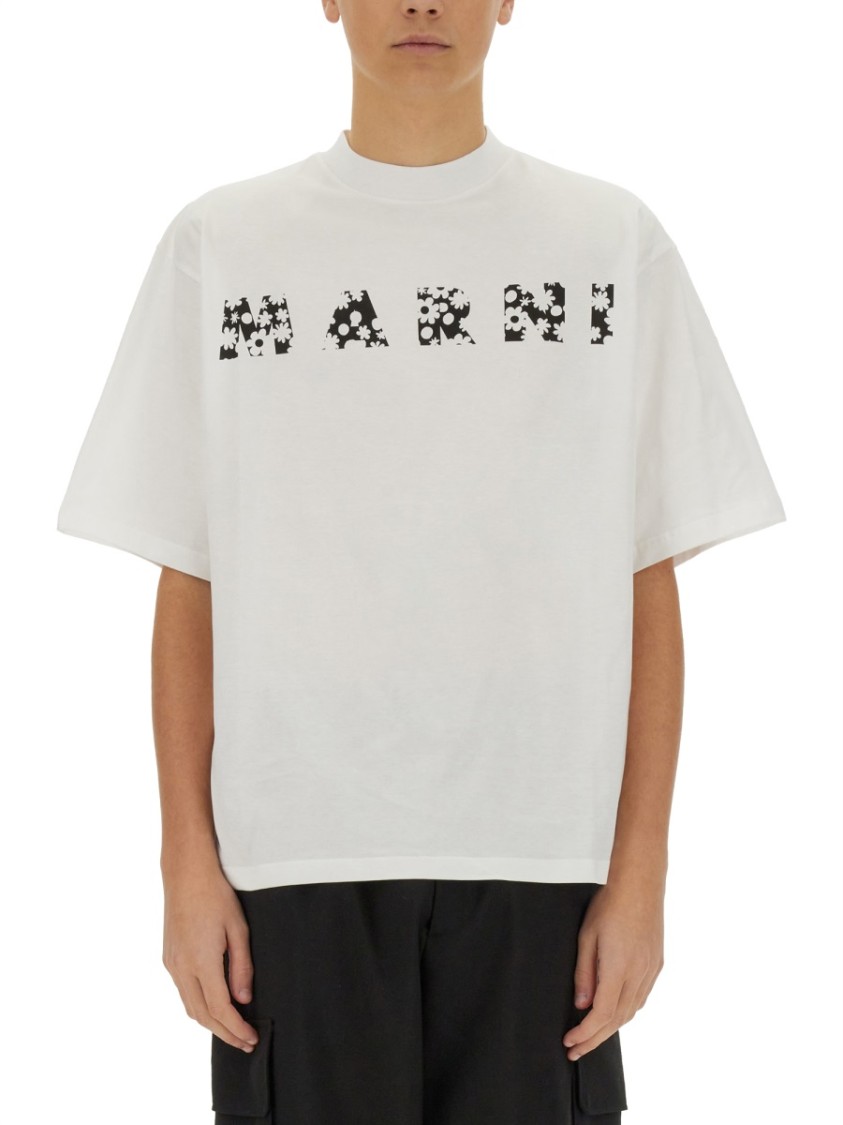 Shop Marni Oversize Fit T-shirt In White