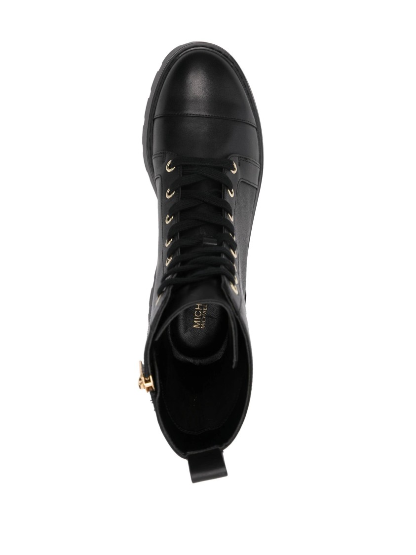 Michael Kors Lace-up Ankle Boots With Rubber Sole In Black