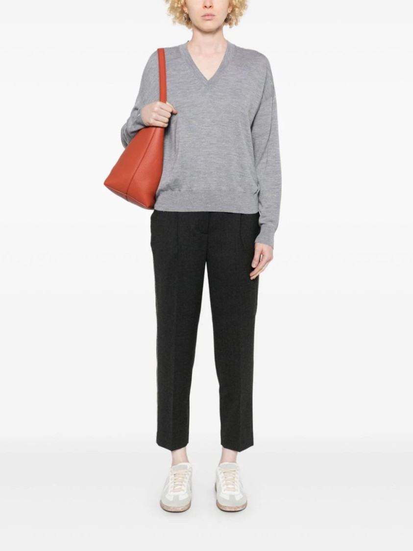 Shop Peserico Lurex-detail Sweater In Grey