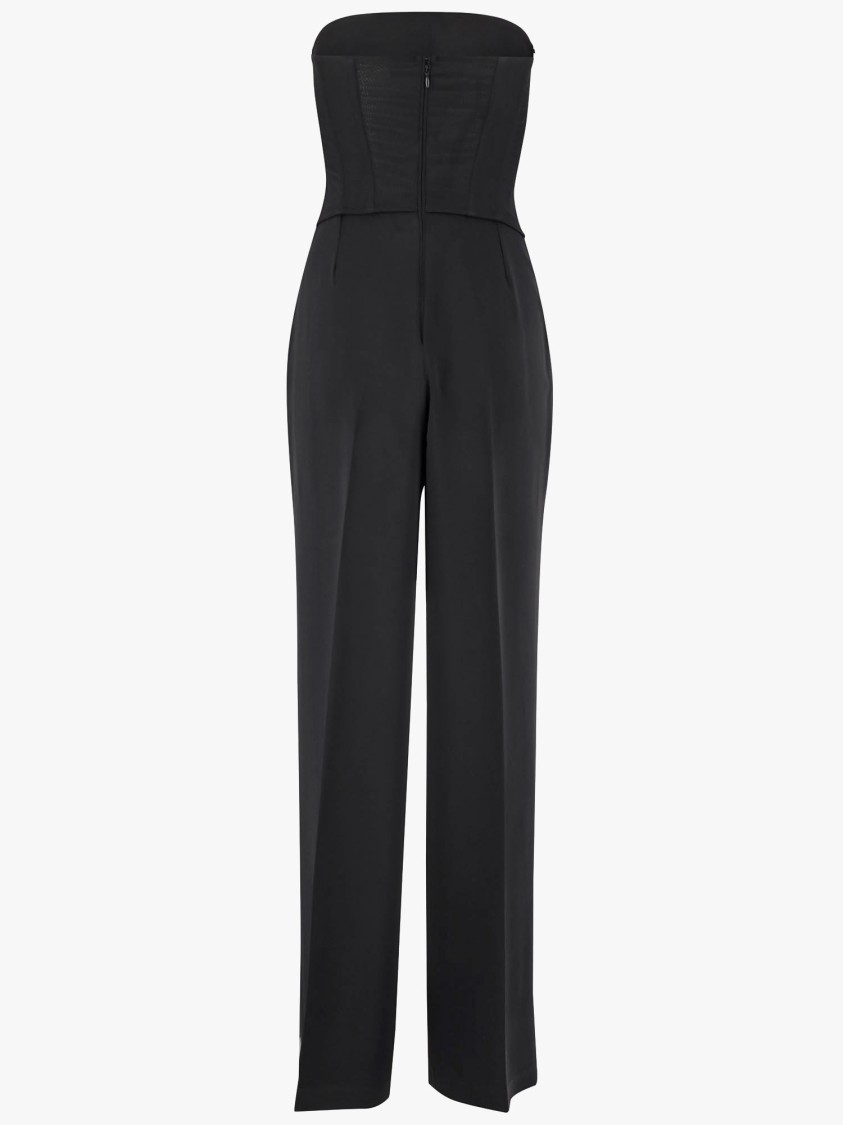 Pinko Elegant Bustier Jumpsuit With Wide-leg Trousers In Black