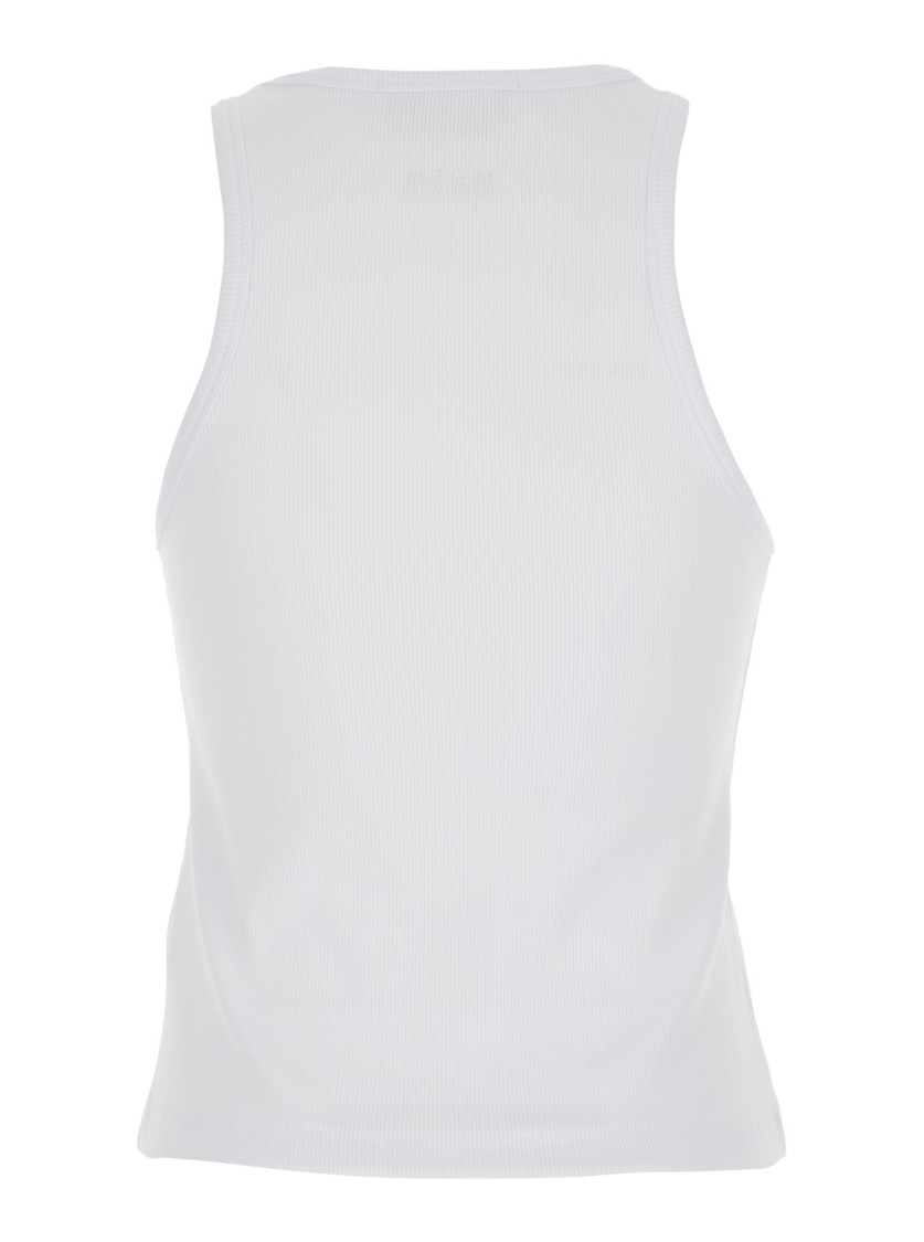 Shop Msgm White Top With Round Neck