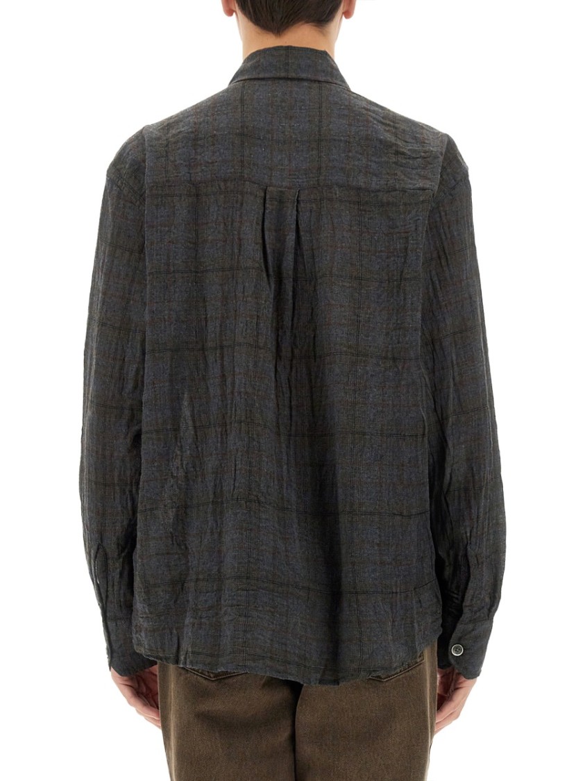 Our Legacy Check Pattern Button-down Shirt With Chest Pocket In Grey