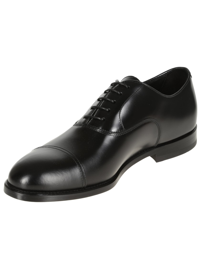 Doucal's High-shine Black Oxford Shoes With Lace-up Fastening In Black