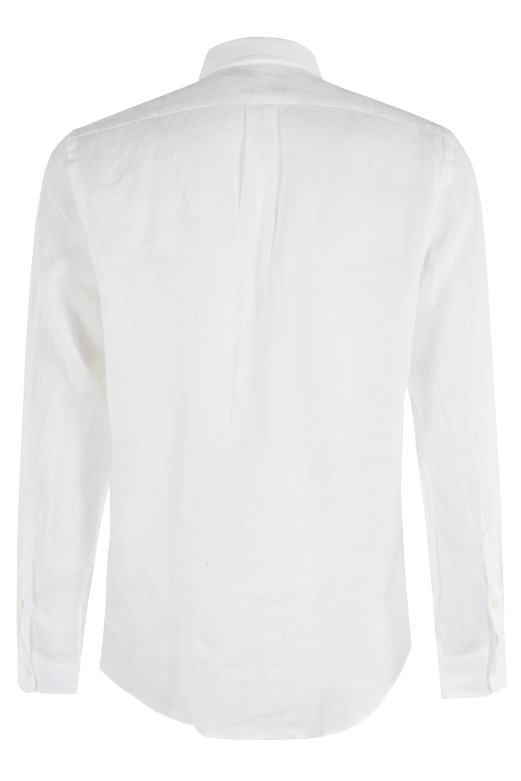Shop Polo Ralph Lauren Linen Sport Shirt With Embroidered Logo