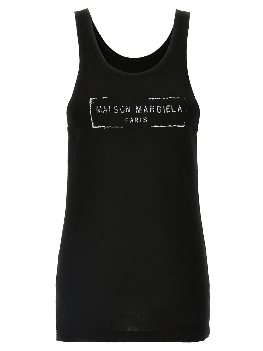 Maison Margiela Logo Stamp Tank Top In Black
