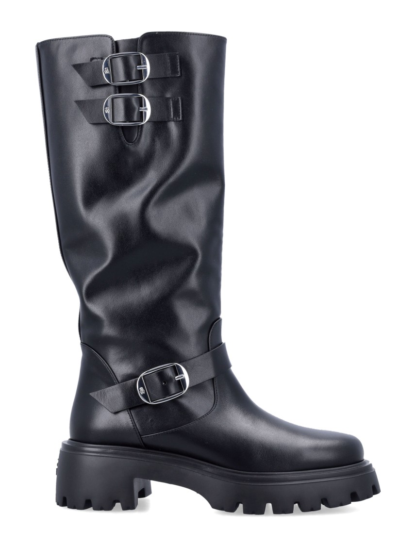 Stuart Weitzman 'emerson' Black Chunky Sole Boots With Logo In Black