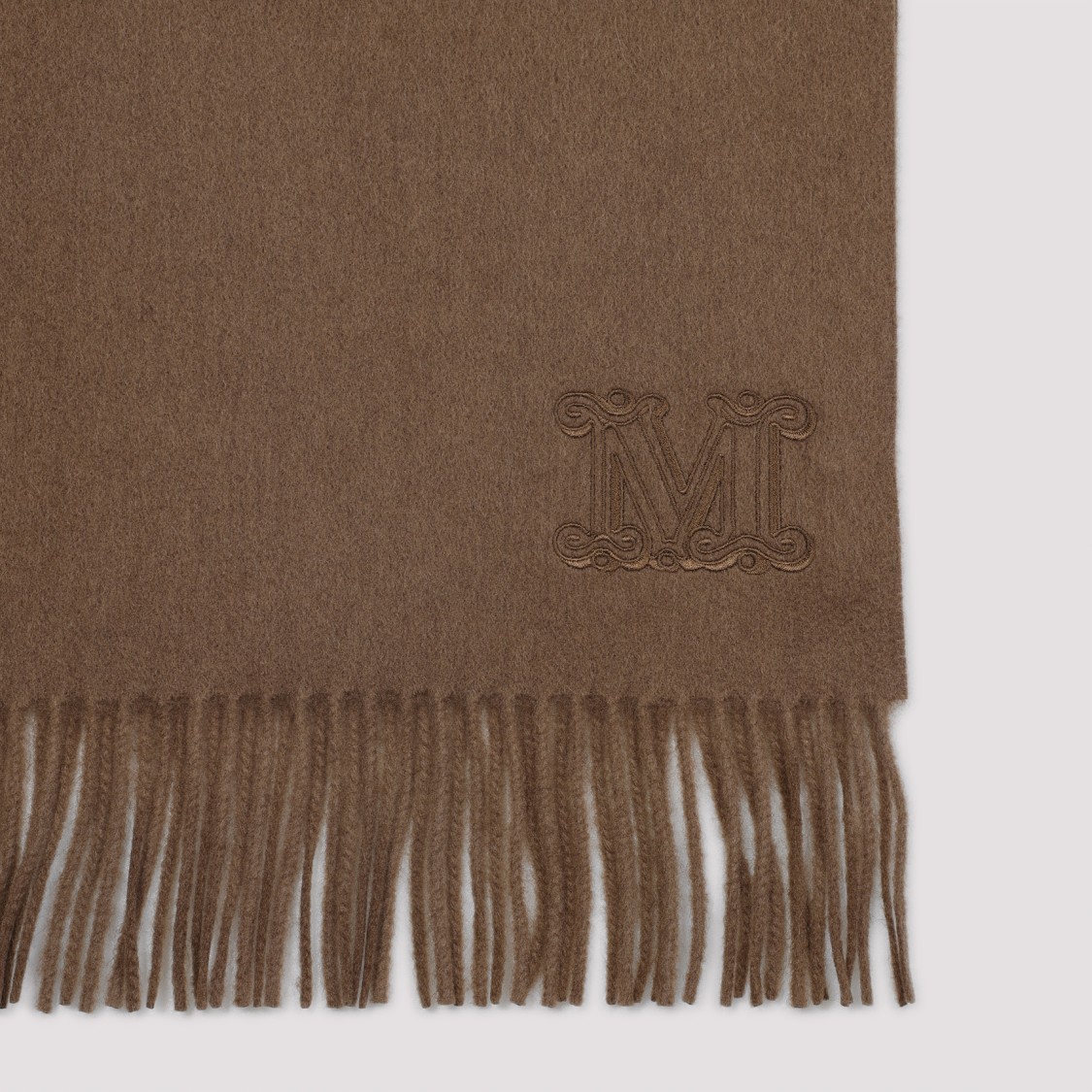Max Mara Dalia Cashmere Scarf With Fringed Hem In Brown