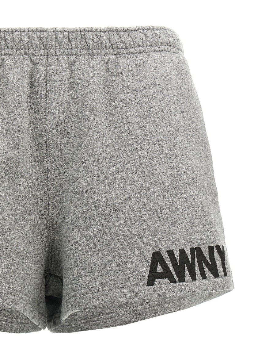 Alexander Wang T Gray Logo Cotton Running Shorts In Dark