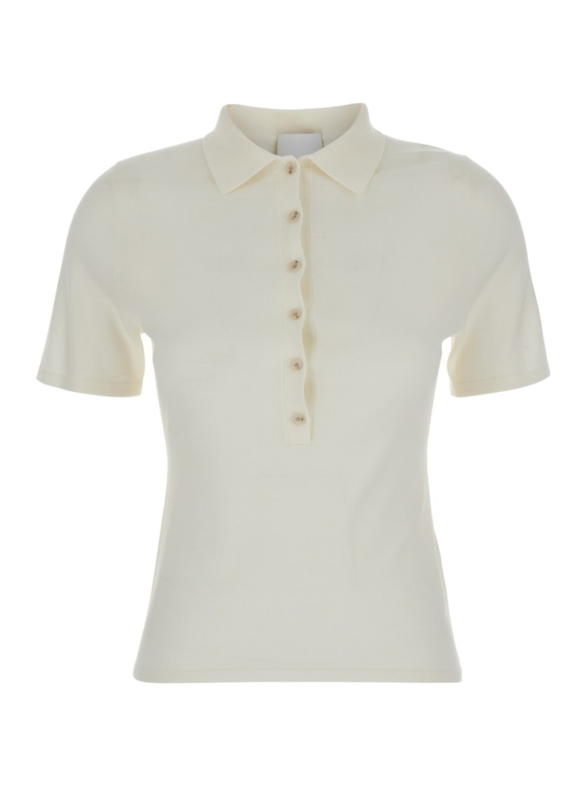 ALLUDE ALLUDE WHITE WOOL SWEATER WITH CLASSIC COLLAR