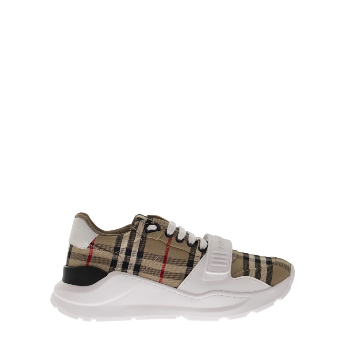 Burberry Vintage Check-pattern Touch-strap Sneakers In White