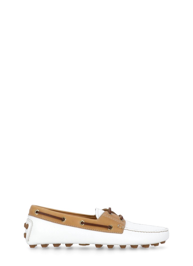 Shop Tod's White Leather Loafers