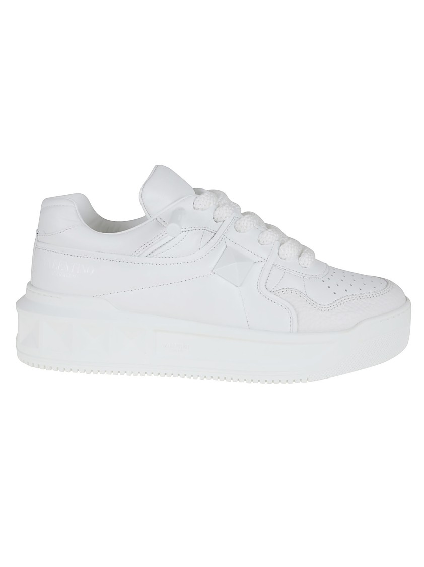 Shop Valentino White Low-top One Stud Xl Nappa Leather Sneaker
