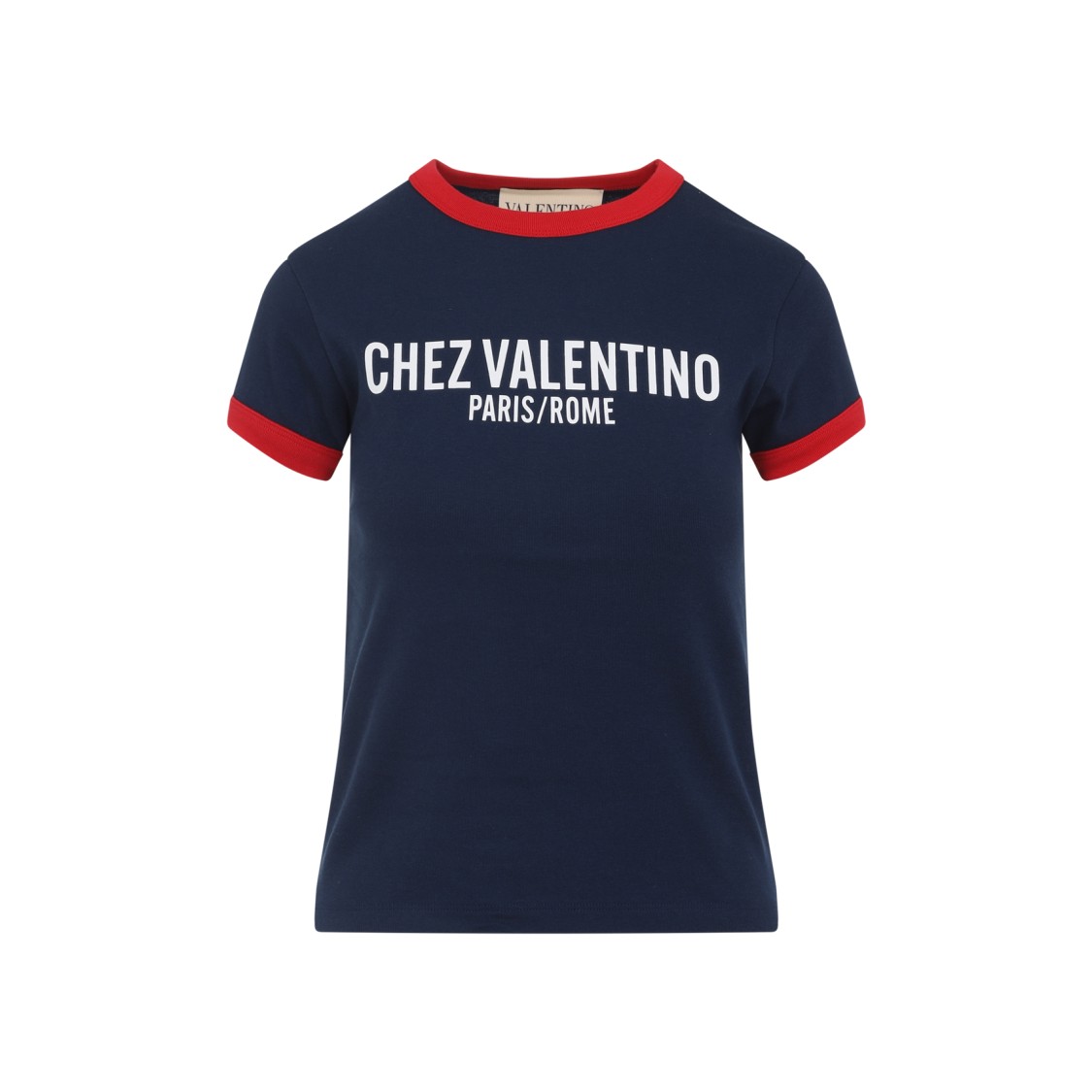 Valentino Fitted Cotton T-shirt Crew Neck In Black