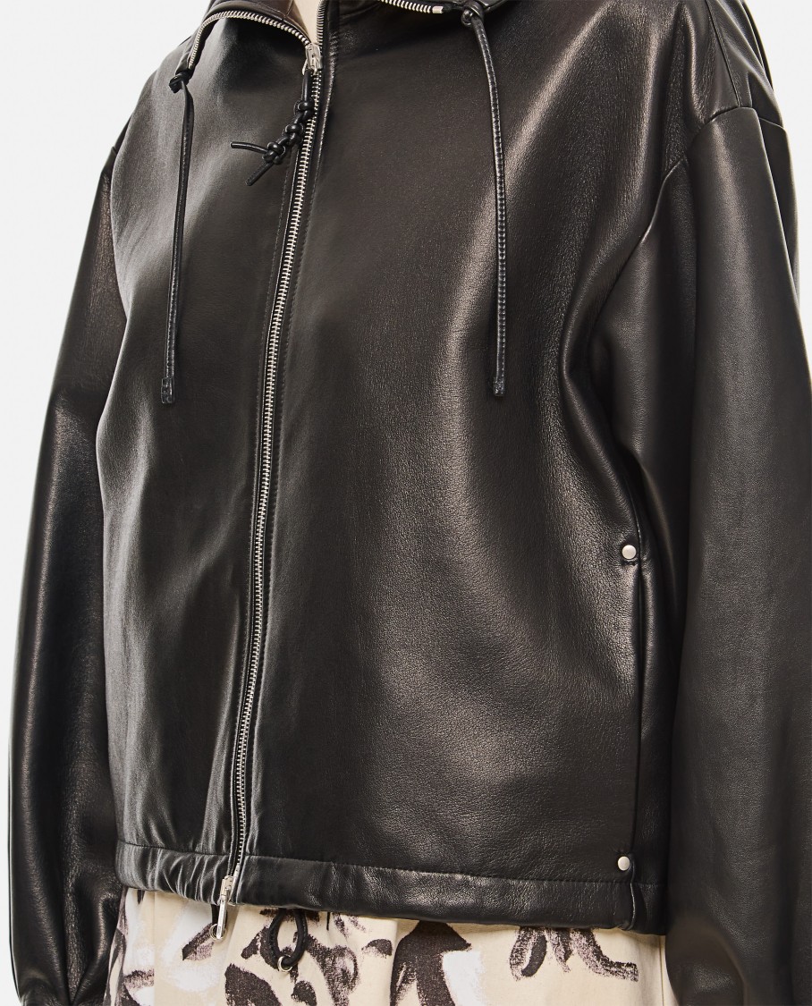 Durazzi Milano Nappa Leather Bomber Jacket Jackets Black In Black