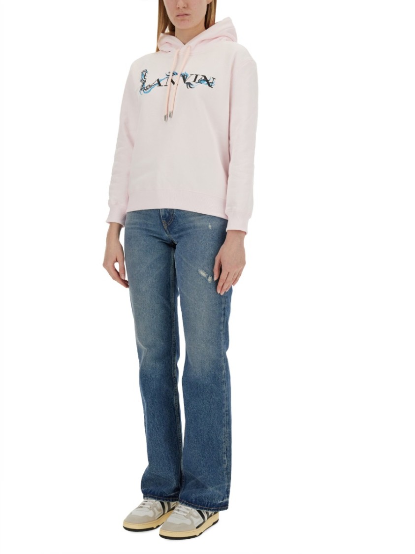 Lanvin Relaxed Fit Cotton Sweatshirt With Front Print In White
