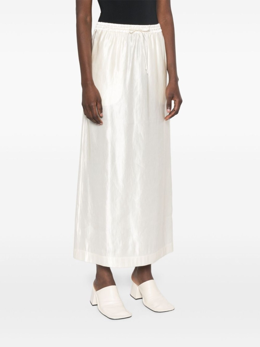 Shop Loulou Studio Ecru Satin Maxi Skirt In Neutrals