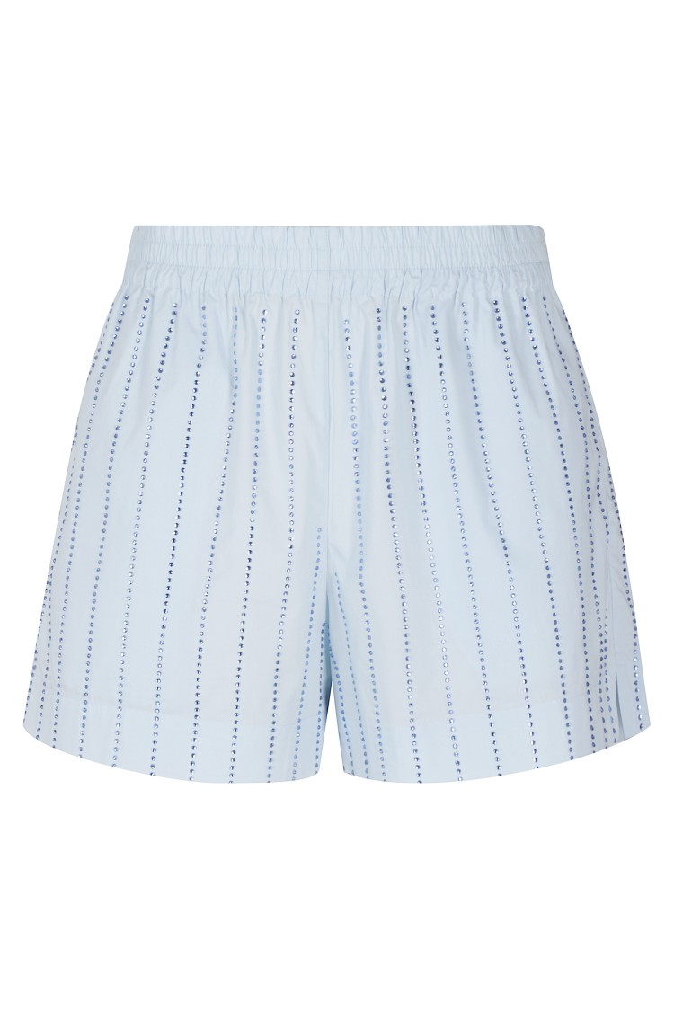 Shop Mc2 Saint Barth Light Blue Poplin Cotton Shorts