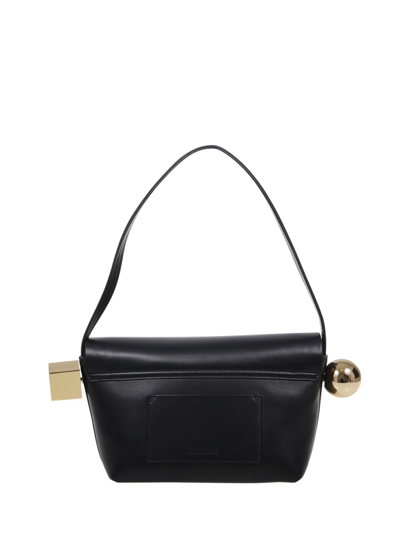 Jacquemus Le Rond Carre Leather Shoulder Bag In Black