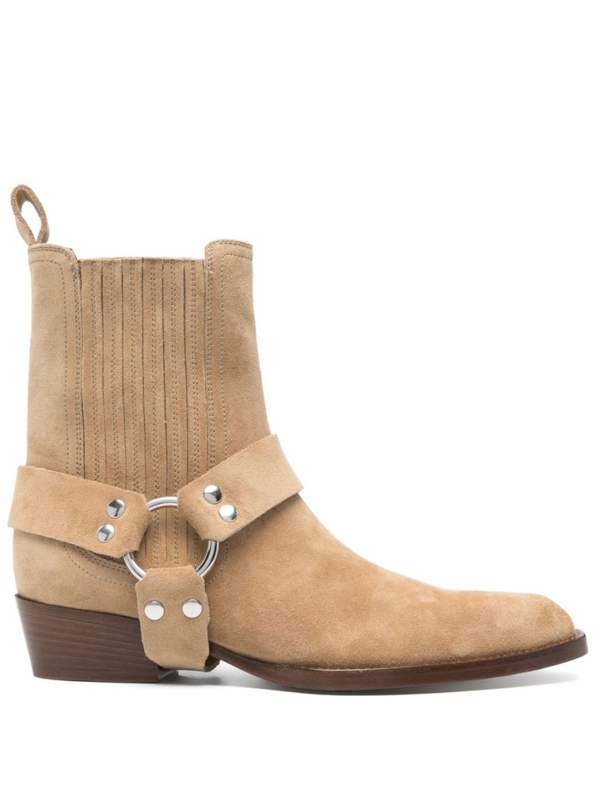 Paris Texas Brown Ankle Boots With Decorative Strap In Pink