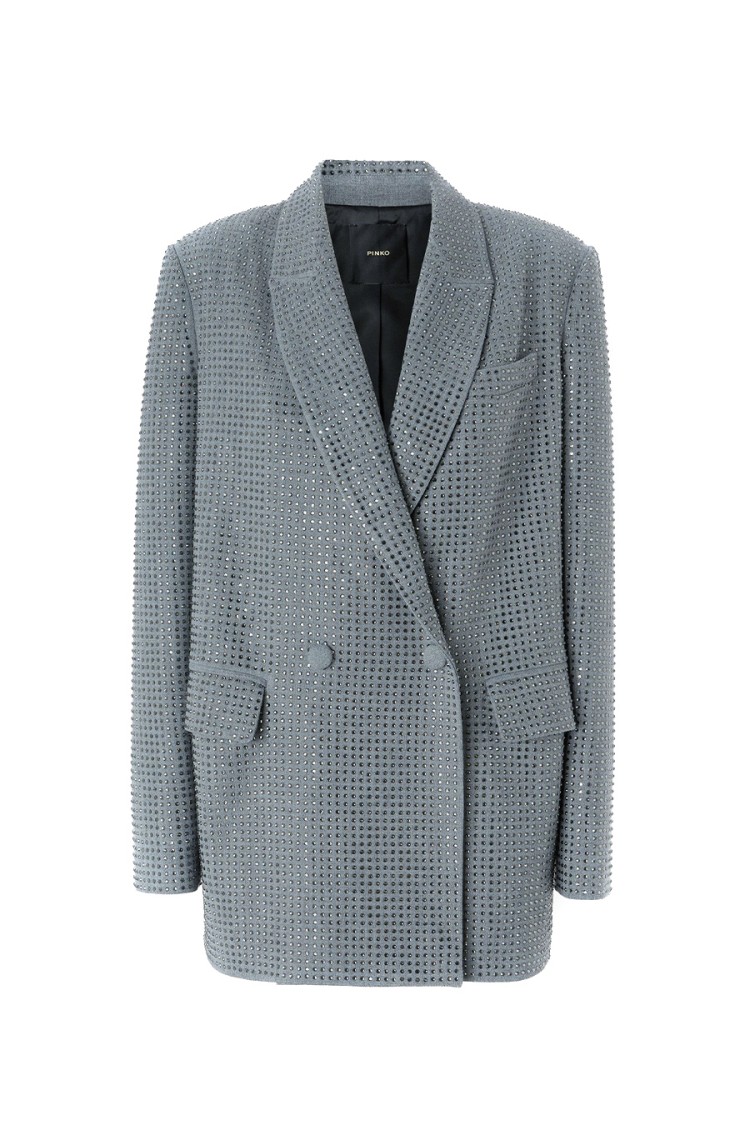 Shop Pinko Blue Double-breasted Blazer In Grey