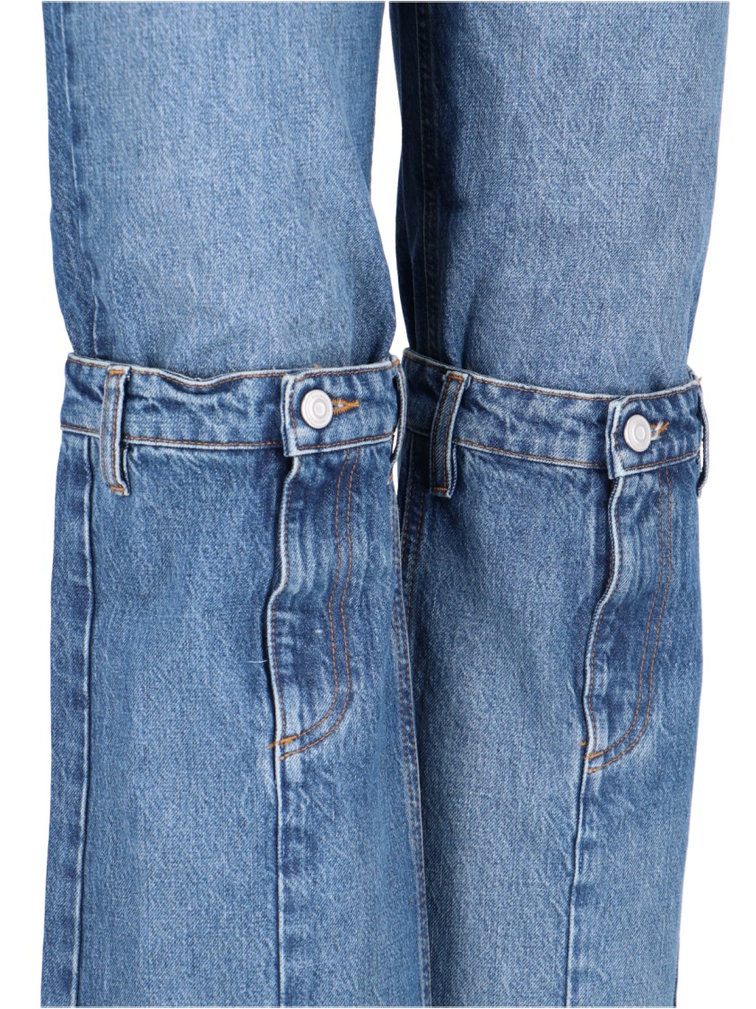 COPERNI COPERNI OPEN KNEES BOOTCUT JEANS IN BLUE DENIM