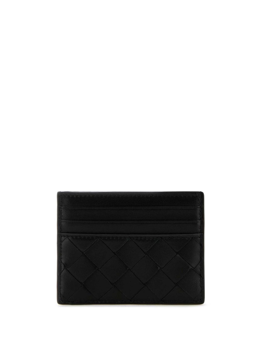 Bottega Veneta Black Card-holder With Intreccio Motif In Leather Woman