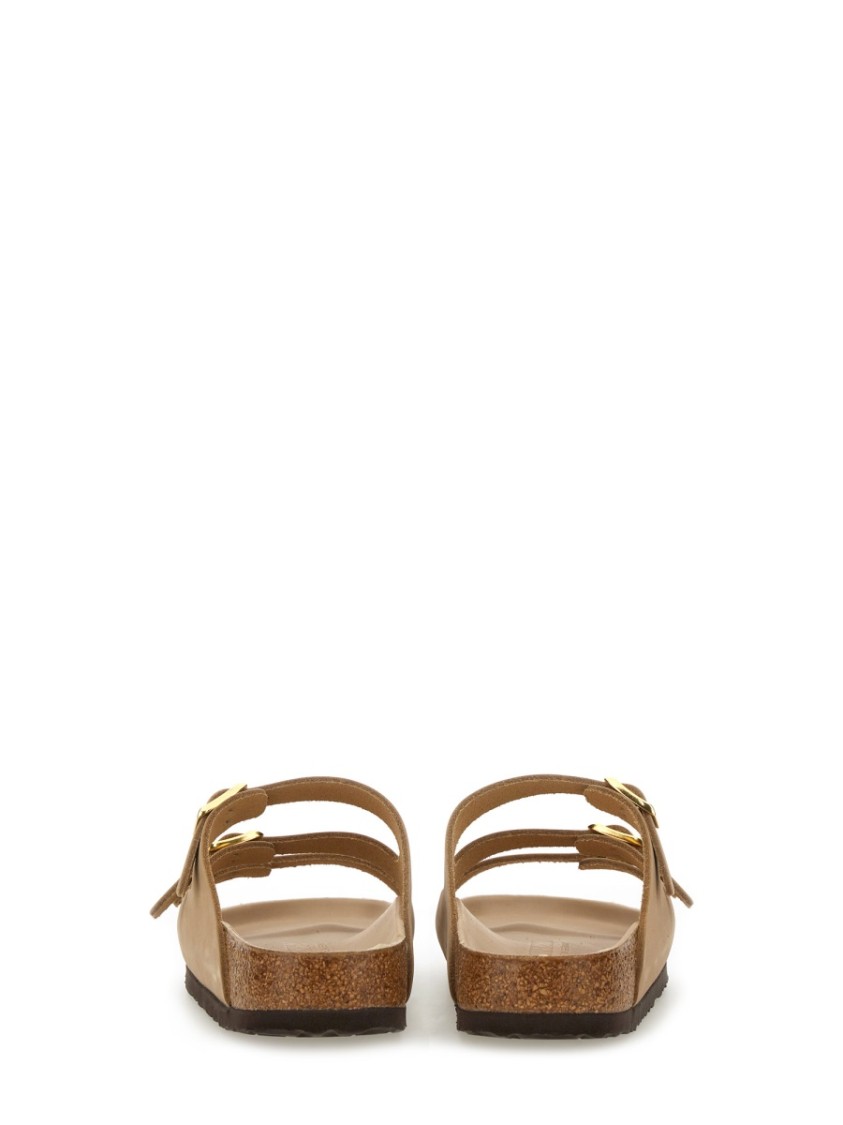 Birkenstock Beige Leather Florida Slippers