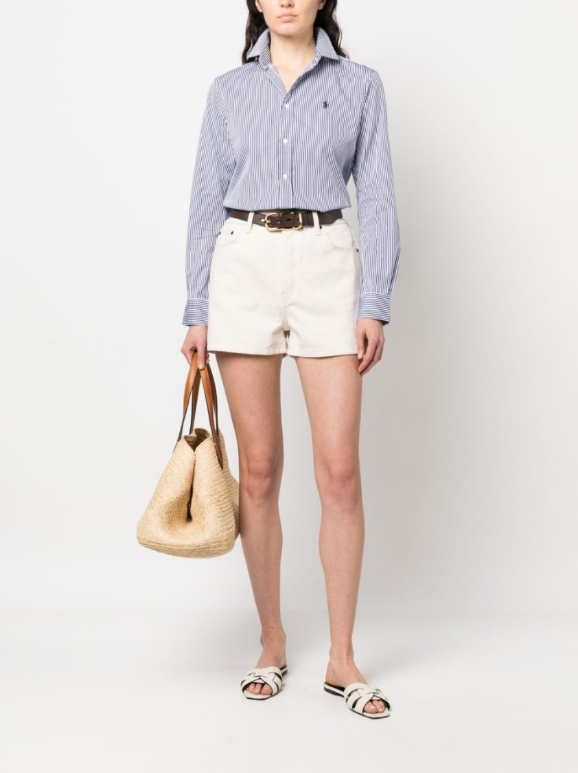 Shop Polo Ralph Lauren Tailored White And Bordeaux Striped Shirt In Blue